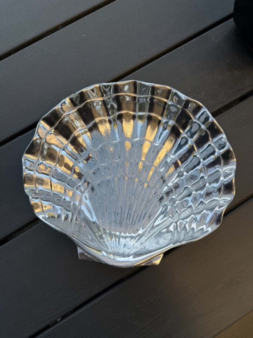 Vintage Otagiri Serving Bowl Cast Aluminum Nautical Beach Clam Sea Shell MCM 13”